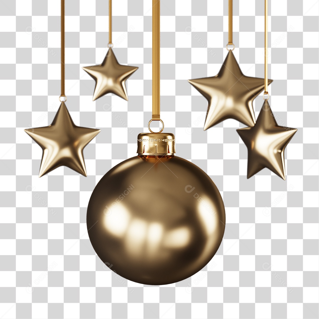 Decoração Bolas Estrelas Enfeites PNG Transparente
