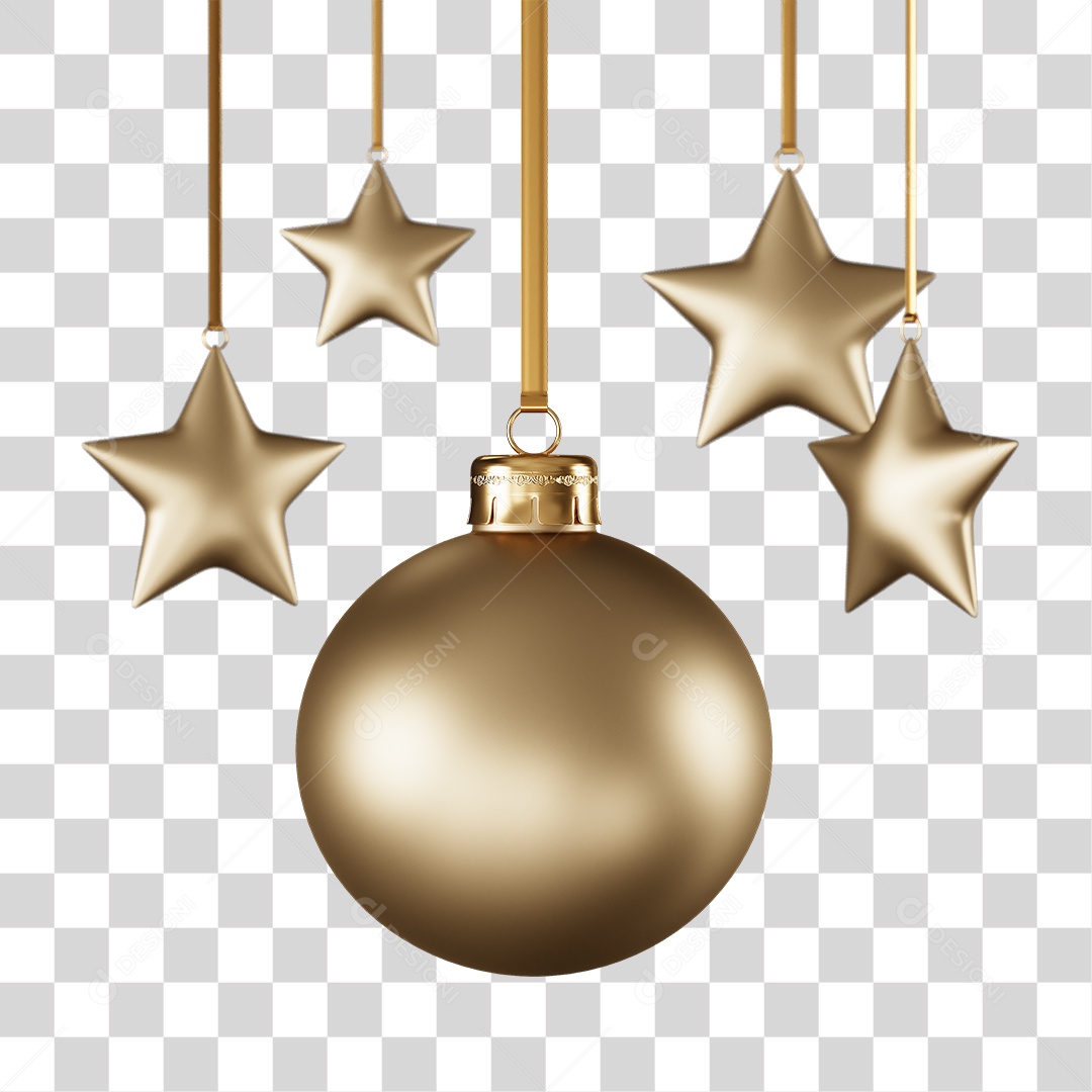 Decoração Bolas Estrelas Enfeites PNG Transparente