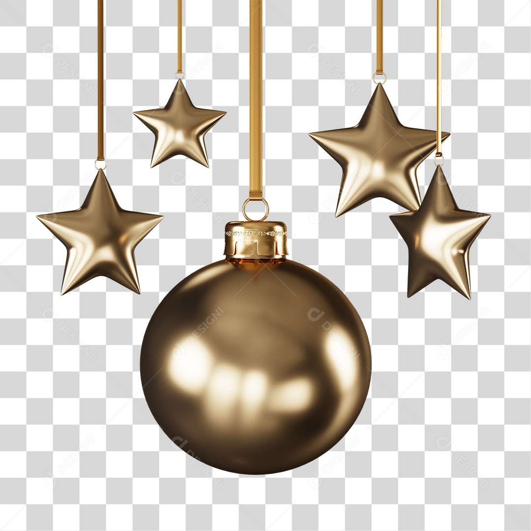 Decoração Bolas Estrelas Enfeites PNG Transparente