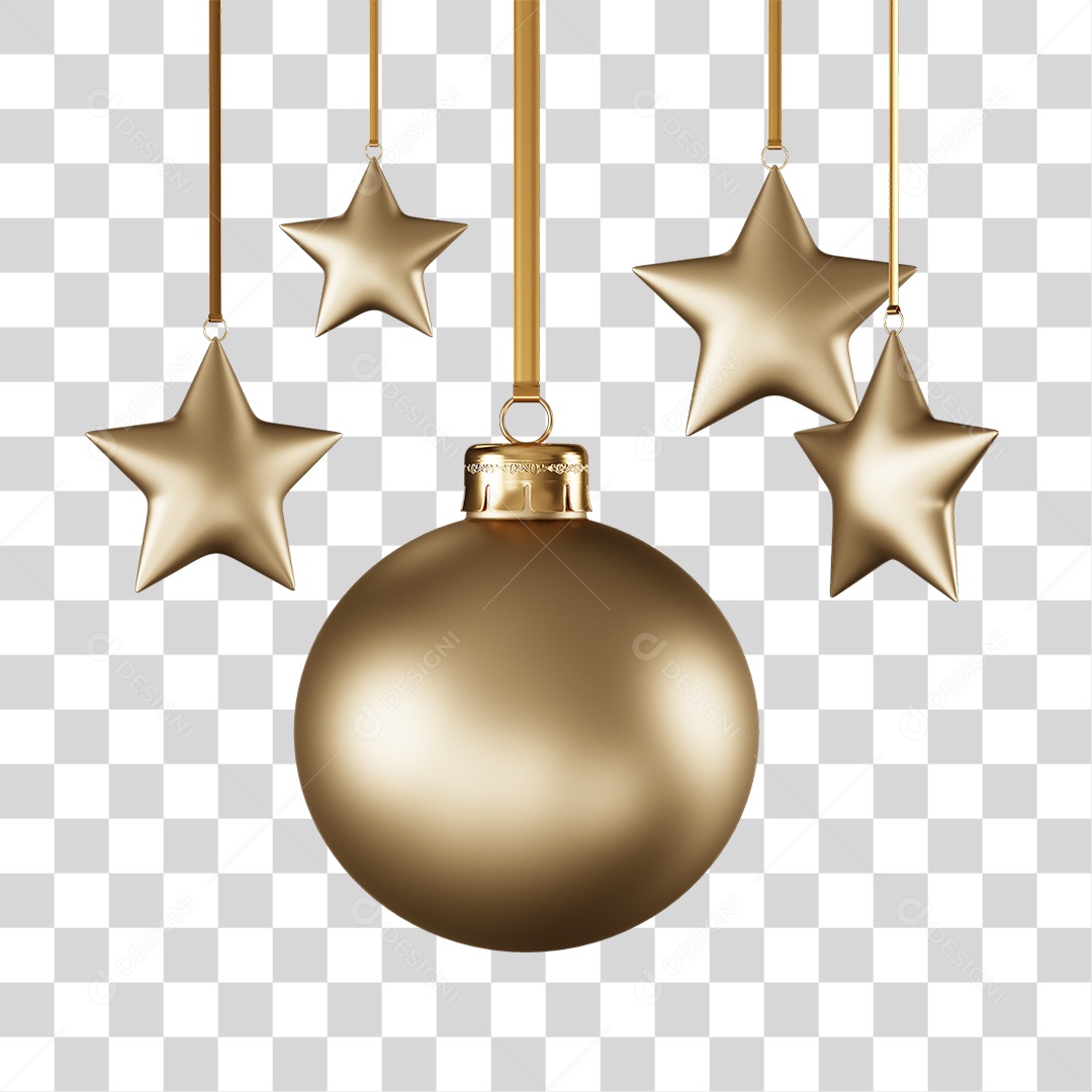 Decoração Bolas Estrelas Enfeites PNG Transparente