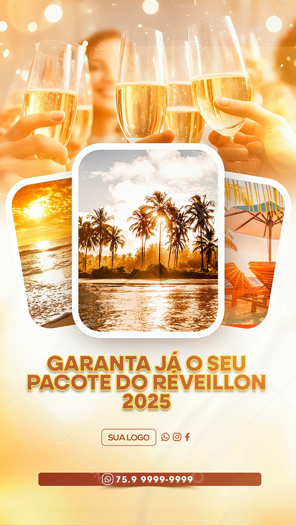 Story Garanta Já o Seu Pacote do Réveillon Agência de Viagens Social Media PSD Editável