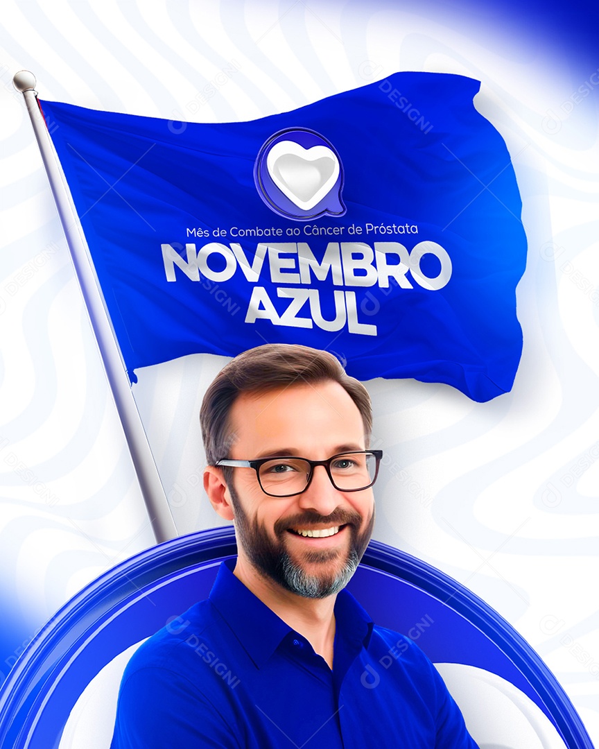 Novembro Azul Mês da Prevenção Contra o Câncer de Próstata Social Media PSD Editável