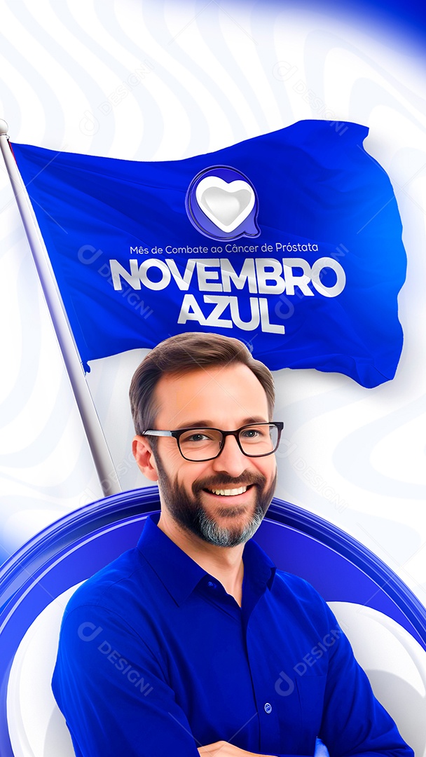 Story Novembro Azul Mês da Prevenção Contra o Câncer de Próstata Social Media PSD Editável