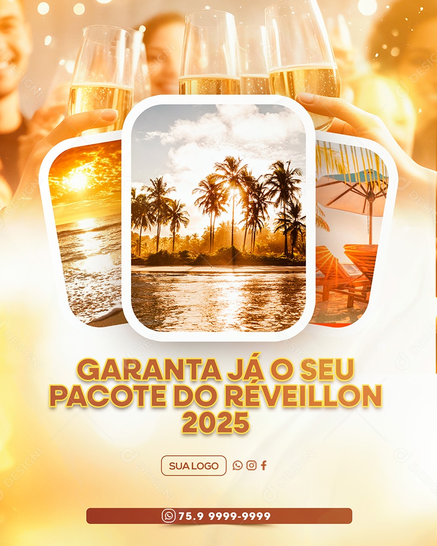 Garanta Já o Seu Pacote do Réveillon Agência de Viagens Social Media PSD Editável