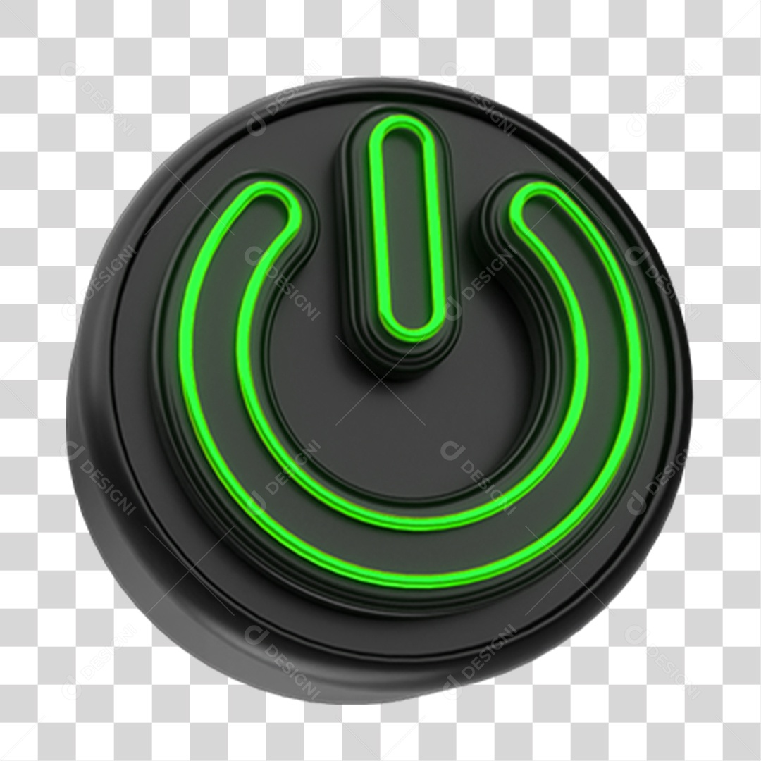 Botão Power com Neon PNG Transparente