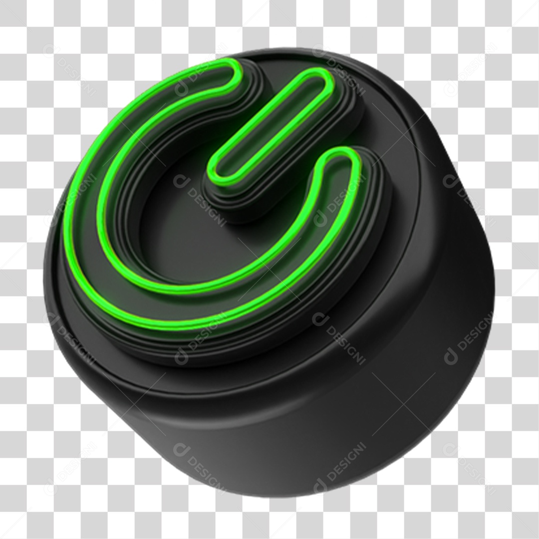 Botão Power com Neon PNG Transparente