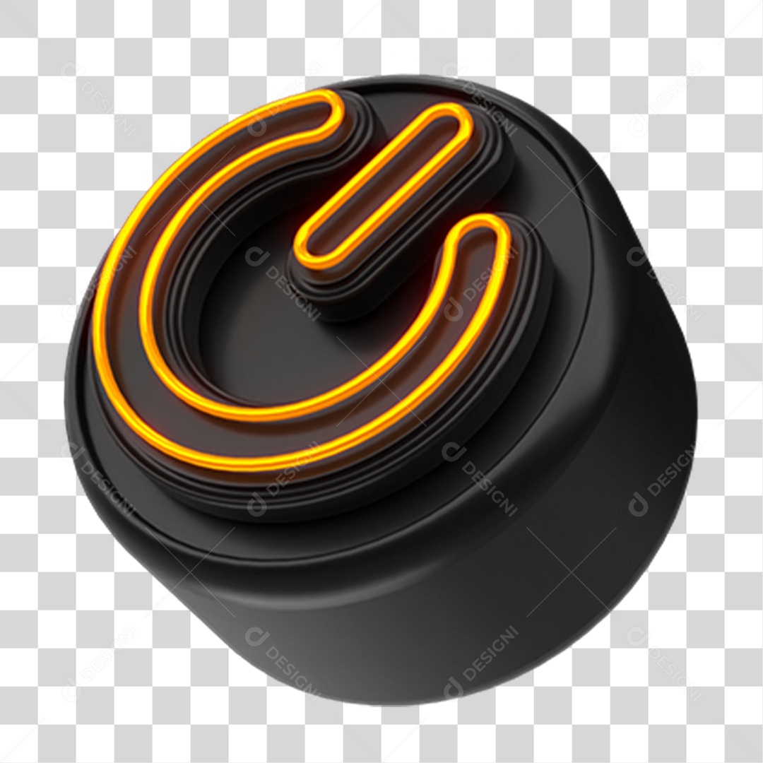 Botão Power com Neon PNG Transparente