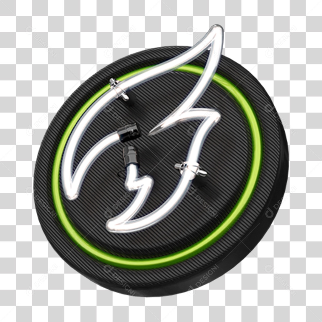 Elemento 3D Placa com Chama Neon PNG Transparente