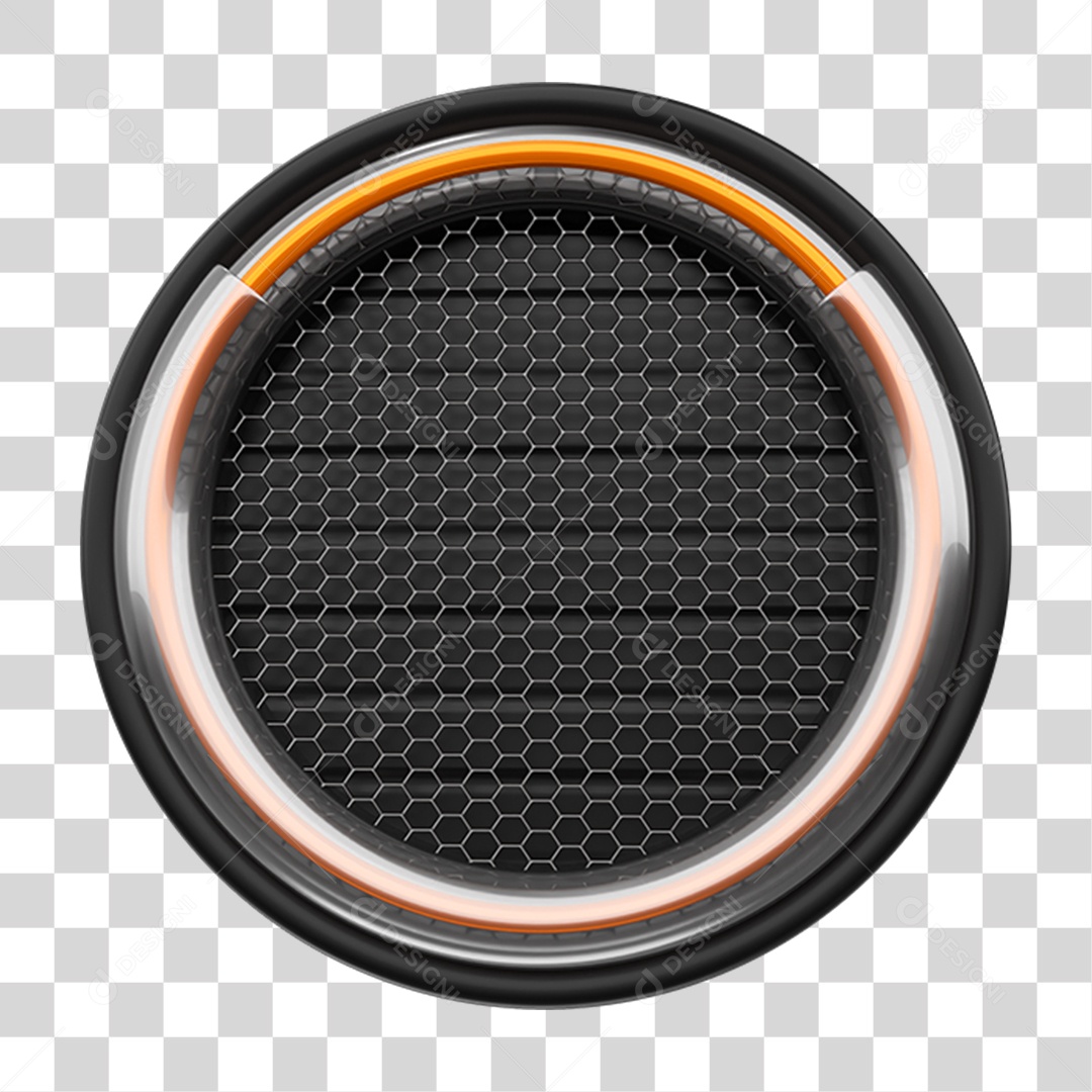 Elemento 3D Placa de Metal Redonda PNG Transparente