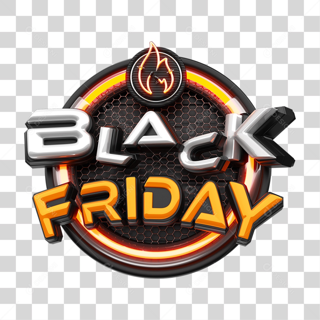 Selo 3D Black Friday PNG Transparente