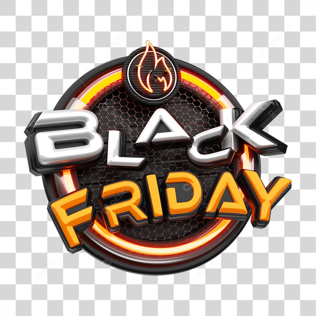 Selo 3D Black Friday PNG Transparente