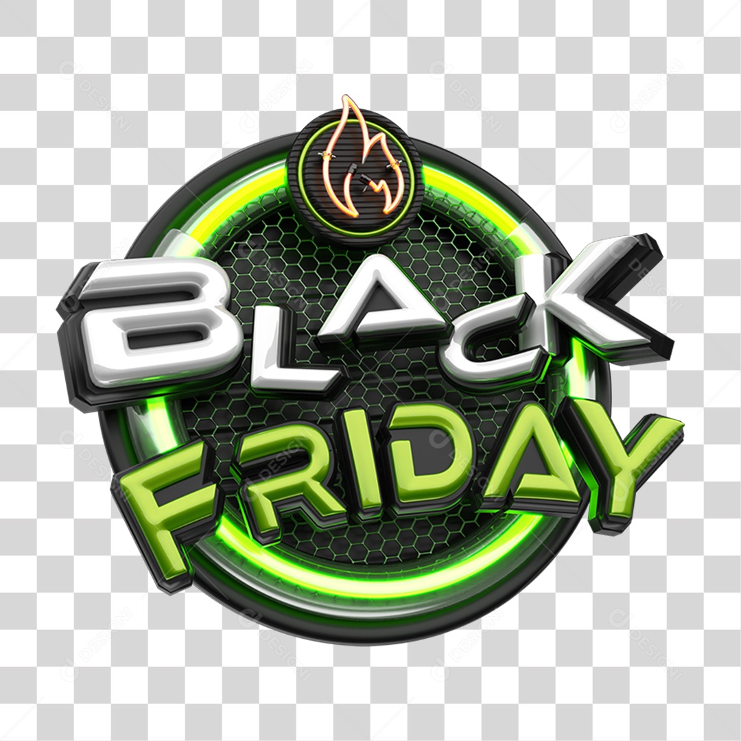 Selo 3D Black Friday PNG Transparente