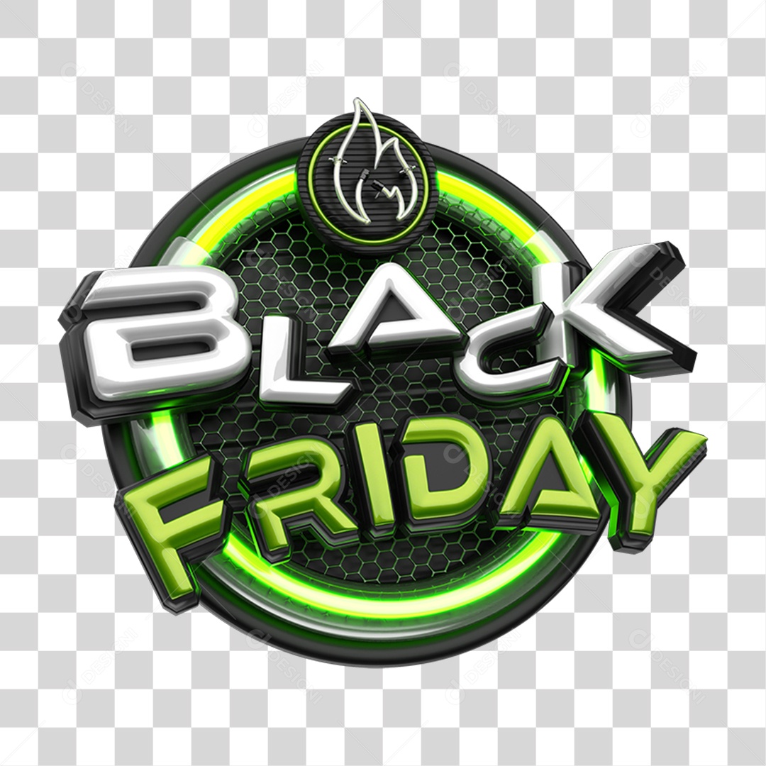 Selo 3D Black Friday PNG Transparente