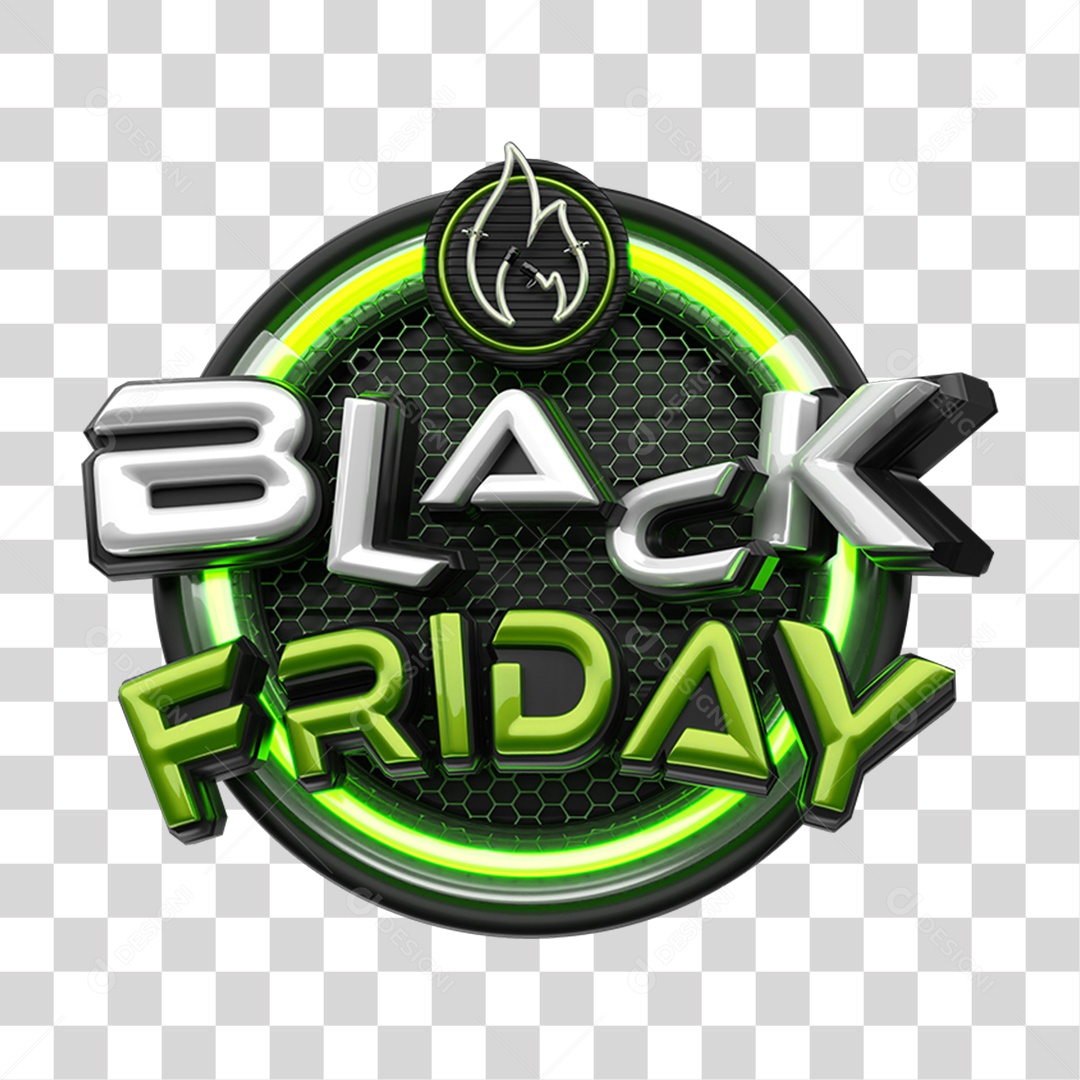 Selo 3D Black Friday PNG Transparente