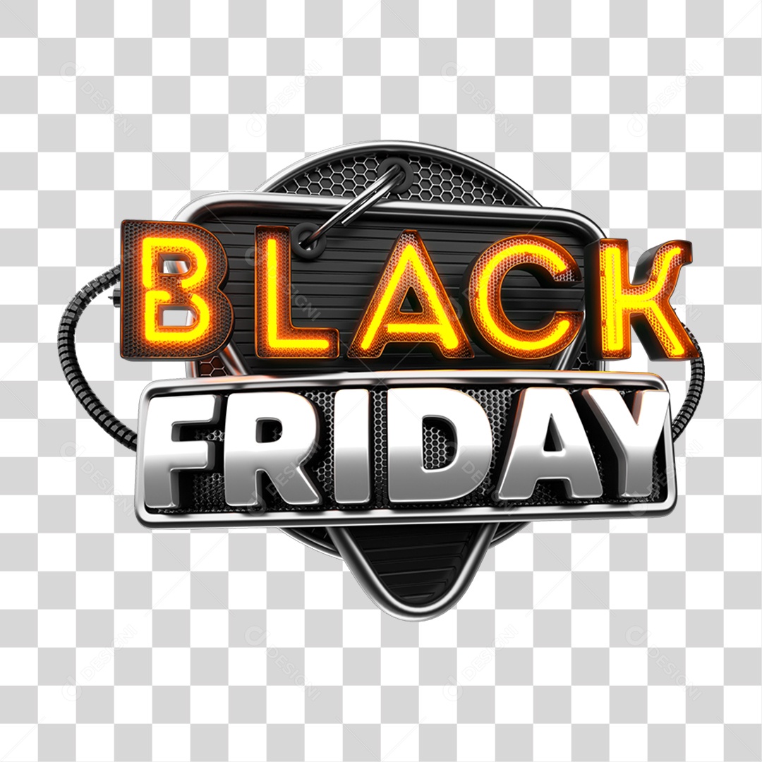 Selo 3D Black Friday PNG Transparente