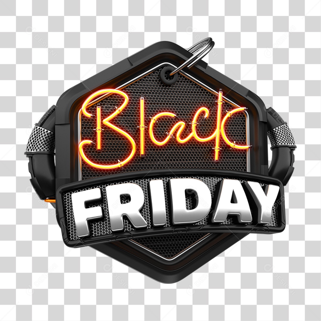 Selo 3D Black Friday PNG Transparente