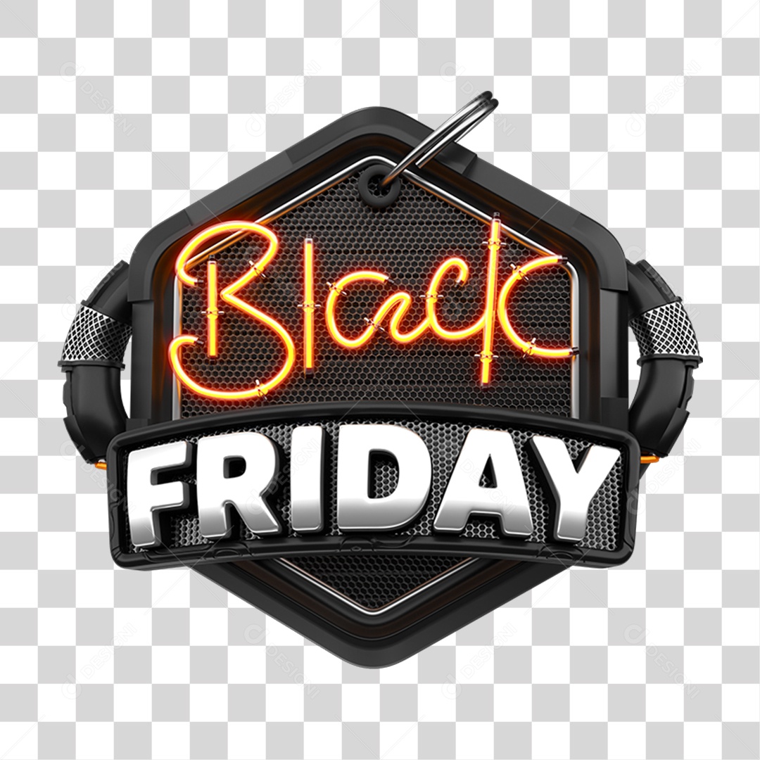 Selo 3D Black Friday PNG Transparente