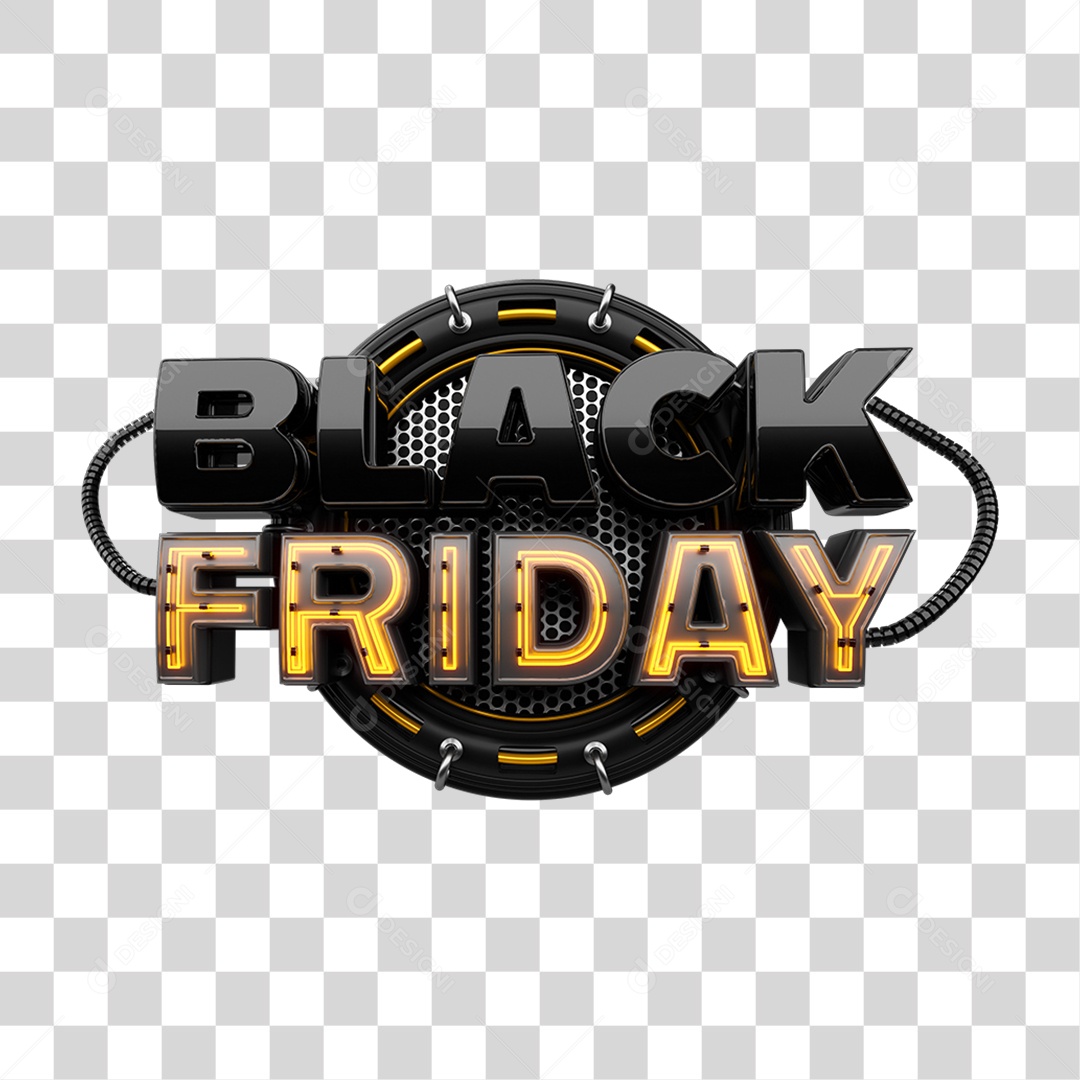 Selo 3D Black Friday PNG Transparente