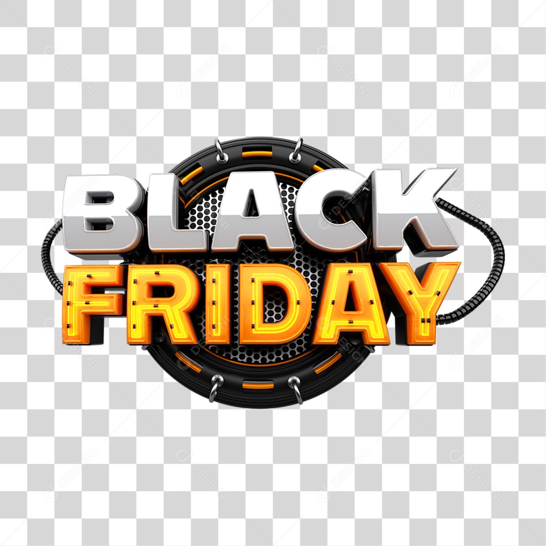 Selo 3D Black Friday PNG Transparente