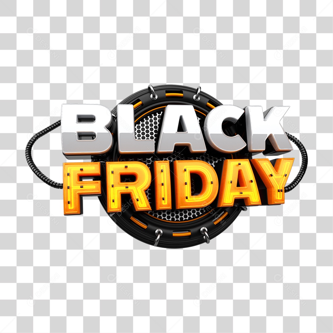 Selo 3D Black Friday PNG Transparente