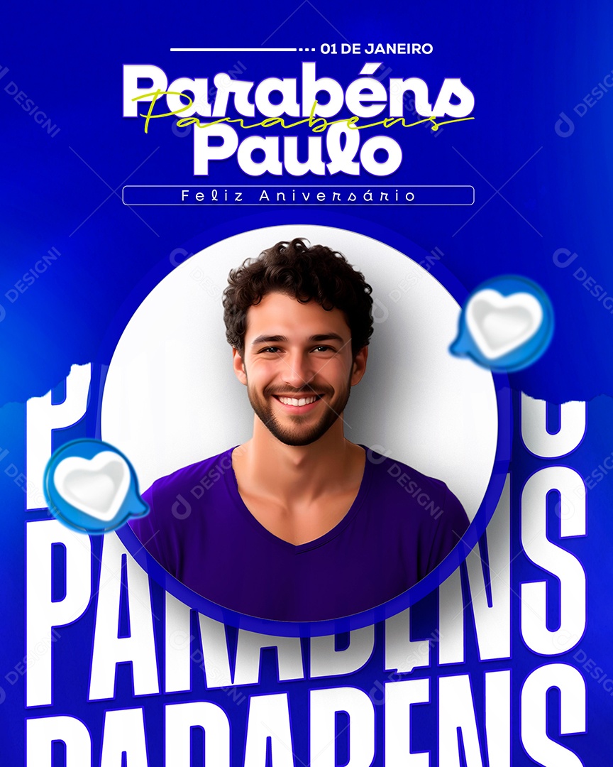Feliz Aniversário Paulo Social Media PSD Editável