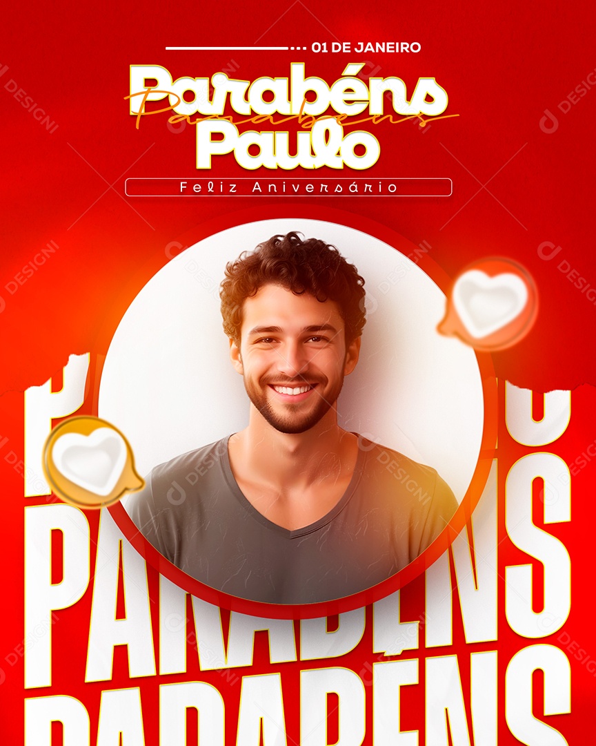 Feliz Aniversário Paulo Social Media PSD Editável