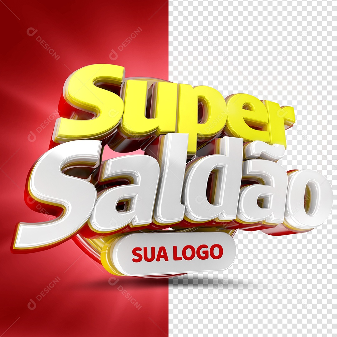 Selo 3D Super Saldão Vermelho para Composição PSD