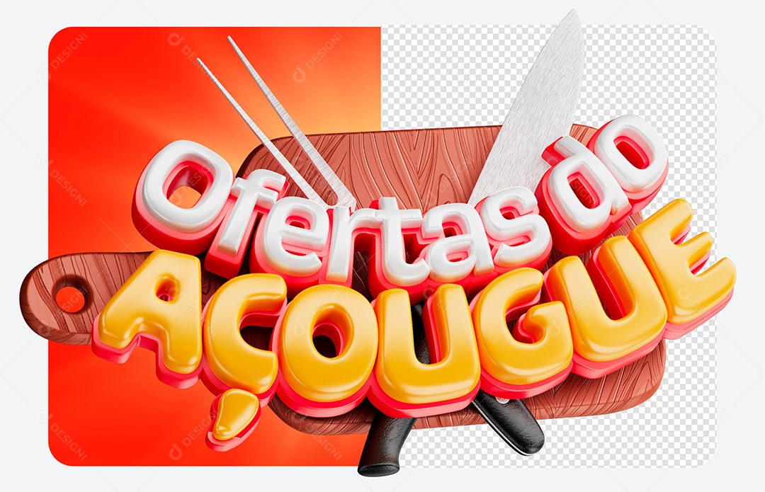 Ofertas do Açougue Selo 3D para Composição PSD