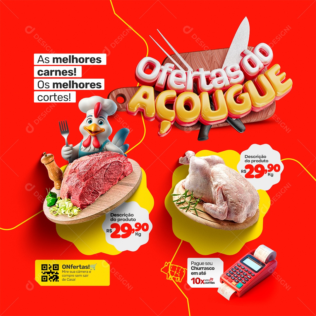 Ofertas do Açougue as Melhores Carnes Social Media PSD Editável