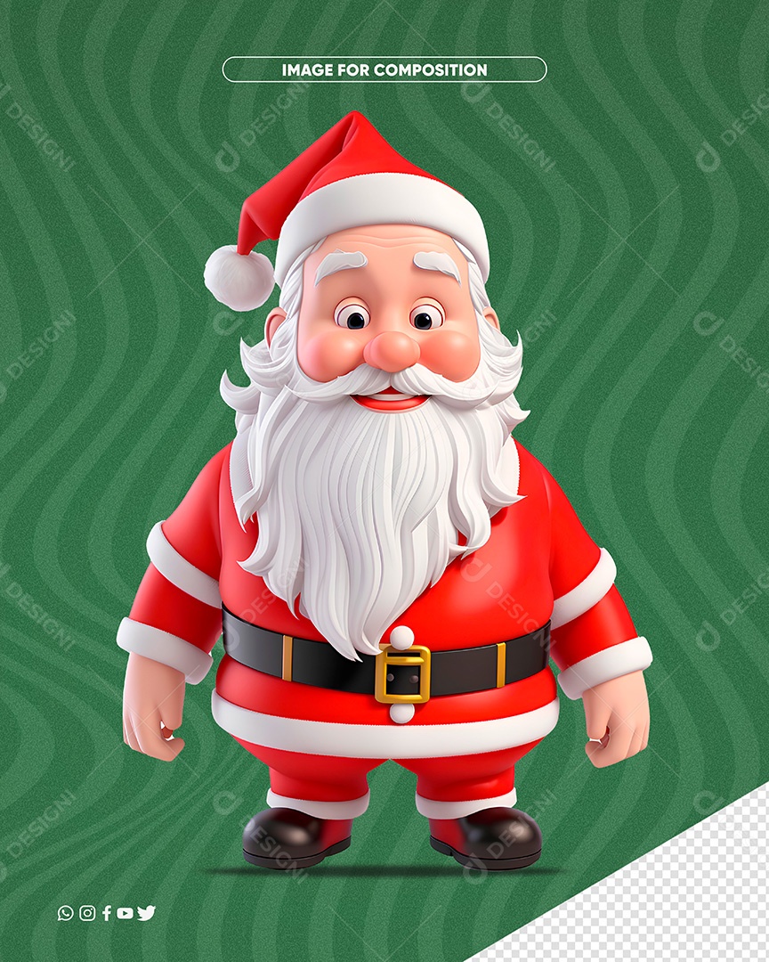 Personagem 3D Papai Noel para Composição PSD