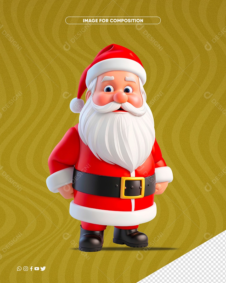 Personagem 3D Papai Noel para Composição PSD