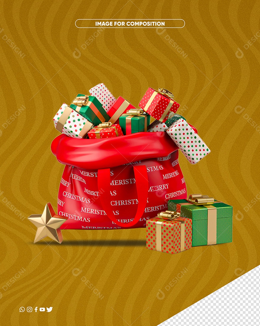 3D Element Christmas Gifts for PSD Composition