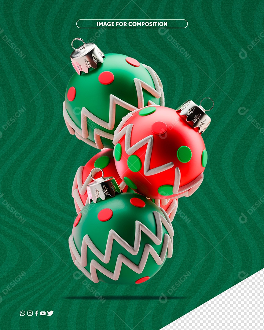 3D Element Christmas Ball Decoration PSD Composition