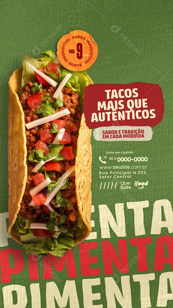 Story Tacos Mais que Autenticos Social Media PSD Editável