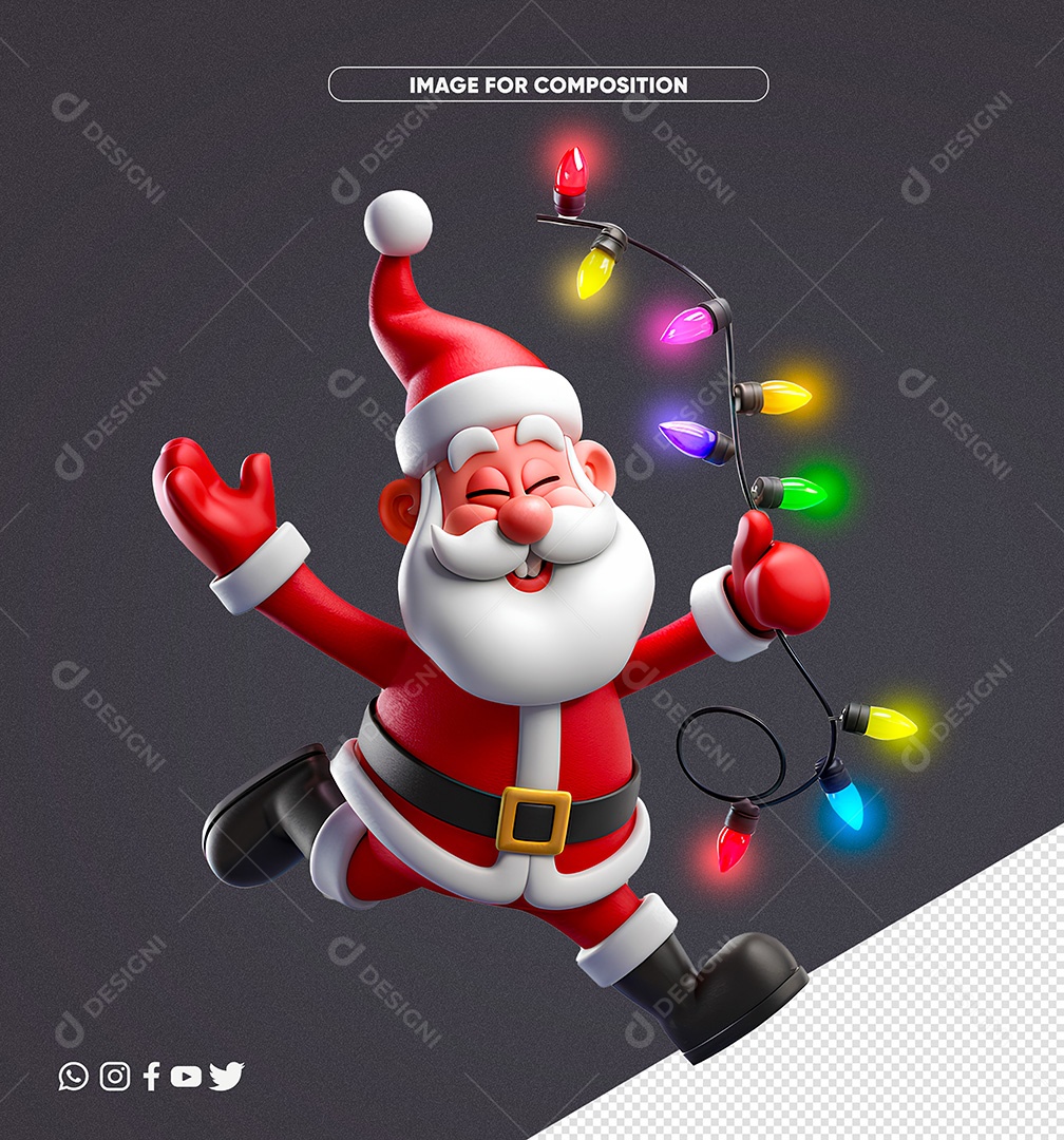 Personagem 3D Papai Noel para Composição PSD