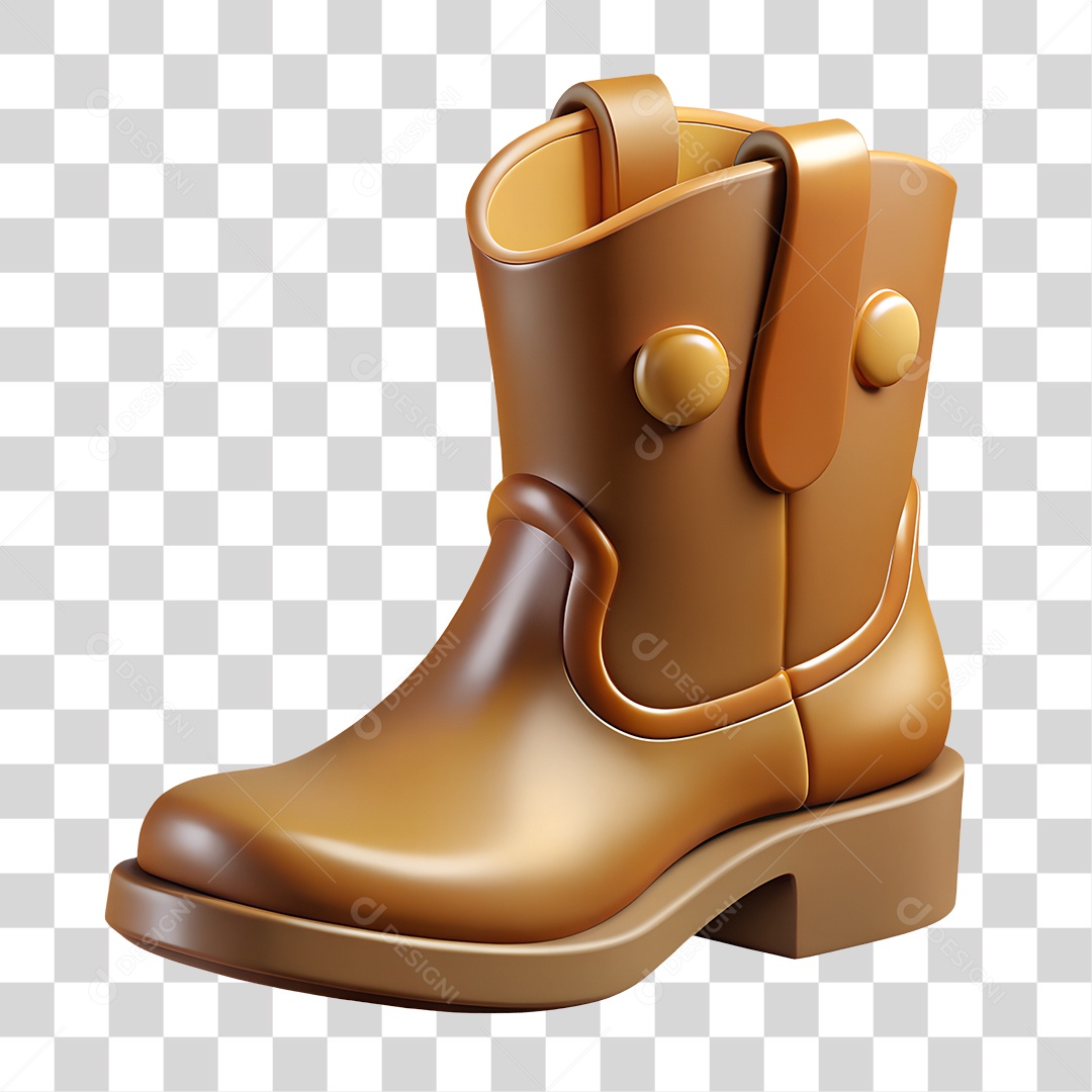 Bota Marrom Elemento 3D para Composição PNG Transparente