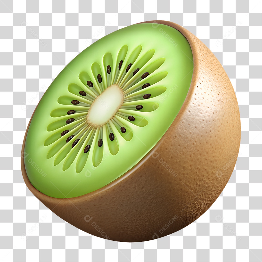 Kiwi Fatiado Elemento 3D para Composição PNG Transparente