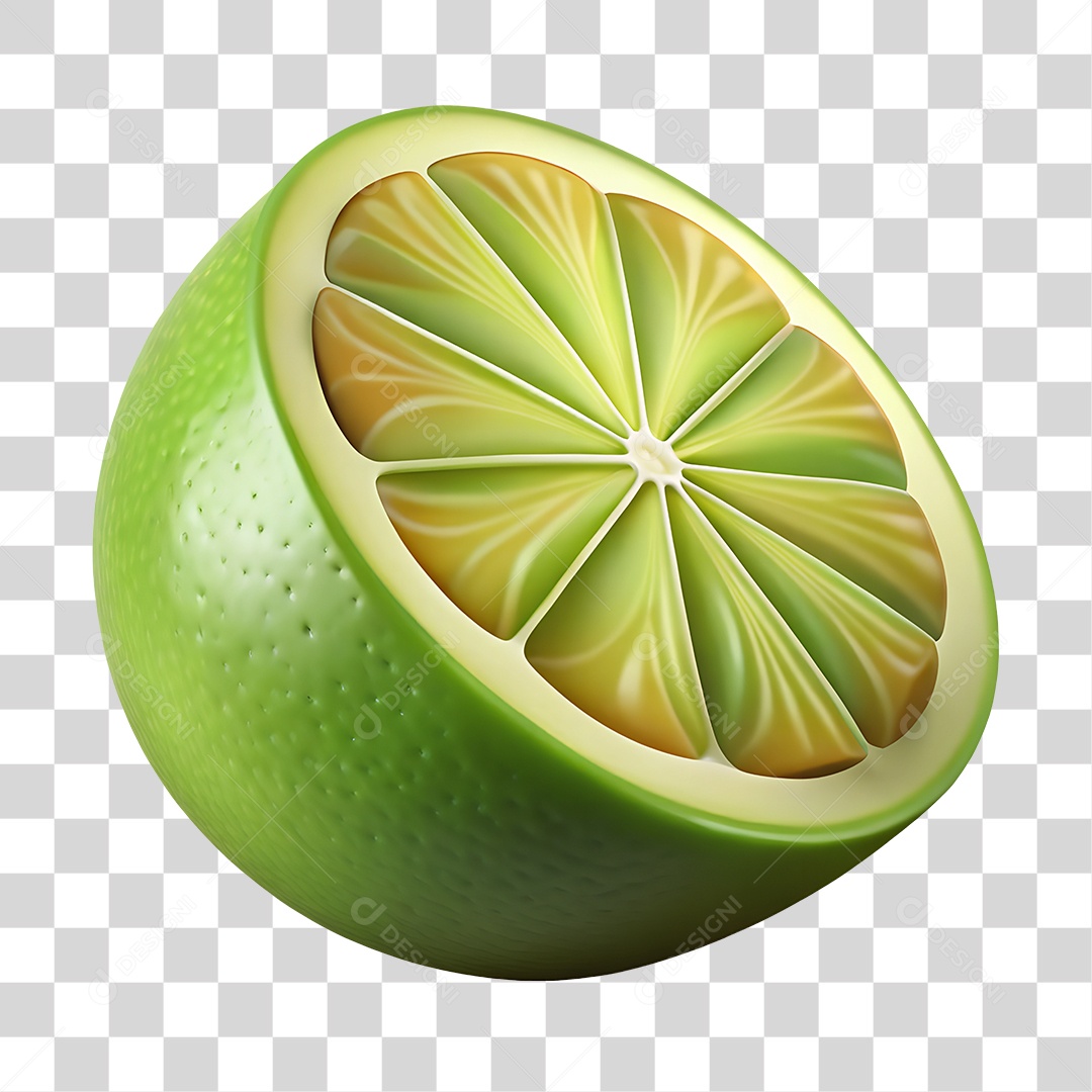 Limão Fatiado Elemento 3D para Composição PNG Transparente