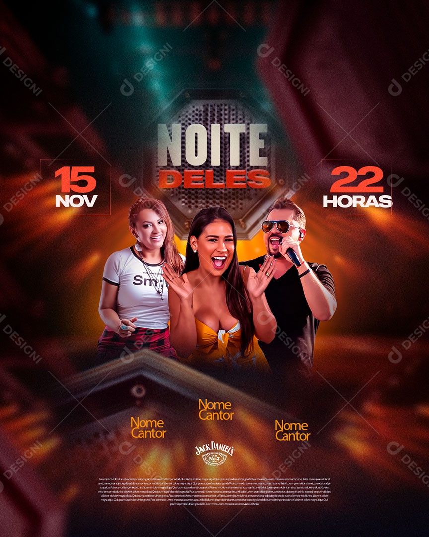 Feed Flyer Noite Deles Social Media PSD Editável