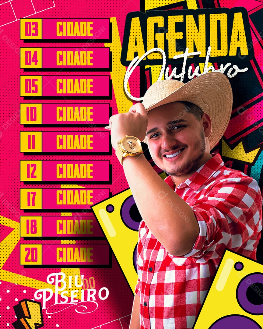 Social Media Flyer Agenda De Shows PSD Editável