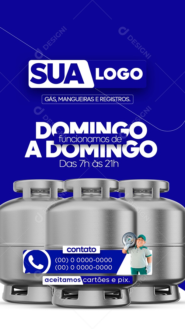 Story Gás de Cozinha Horário de Funcionamento Social Media PSD Editável