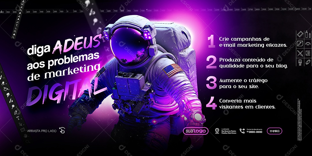 Carrossel Marketing Digital Diga Adeus aos Problemas Social Media PSD Editável