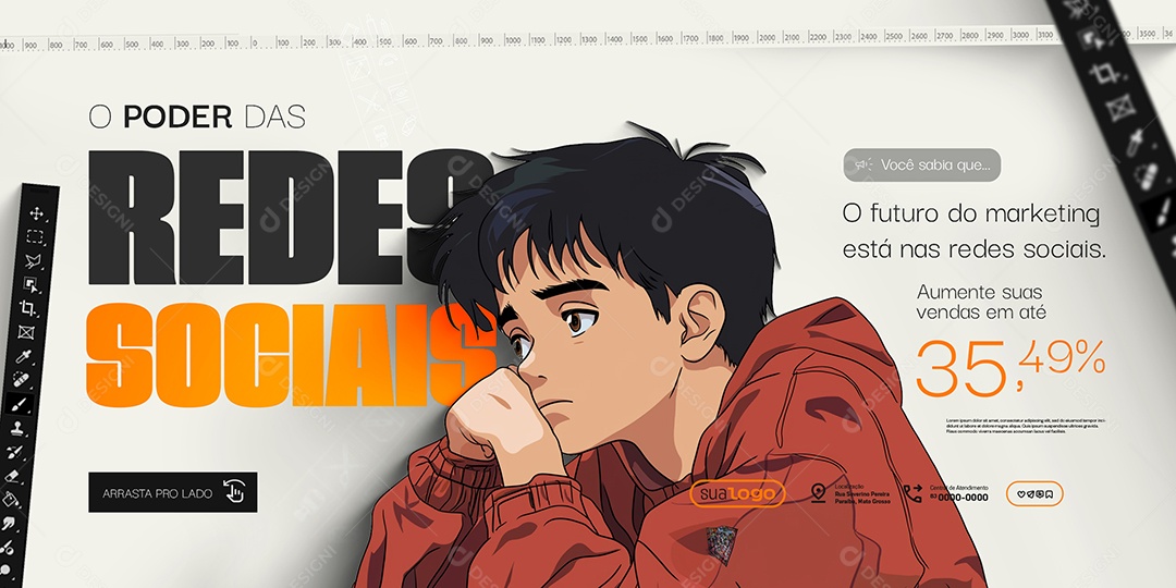 Carrossel Marketing Digital O Poder das Redes Sociais Social Media PSD Editável