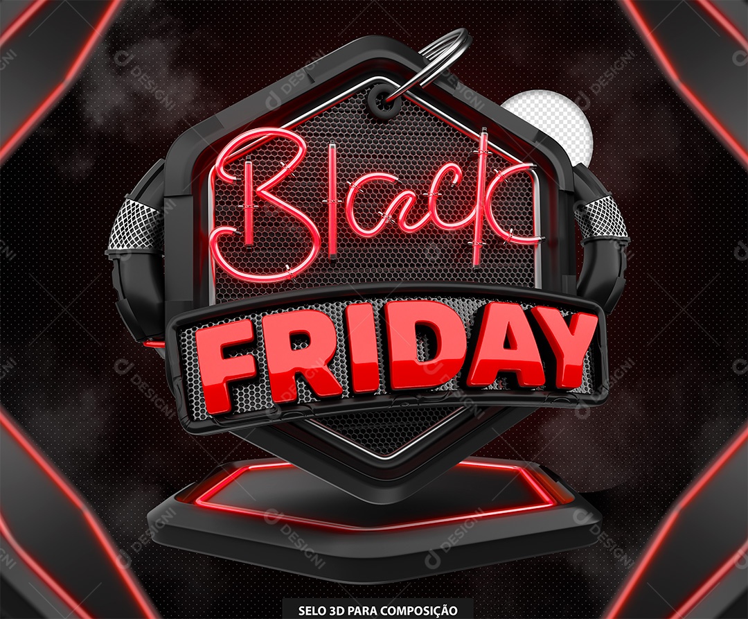 Black Friday 3D Seal Red for PSD Composition