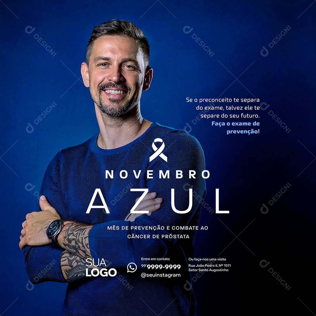 Novembro Azul Mês da Prevenção Contra o Câncer de Próstata Social Media PSD Editável