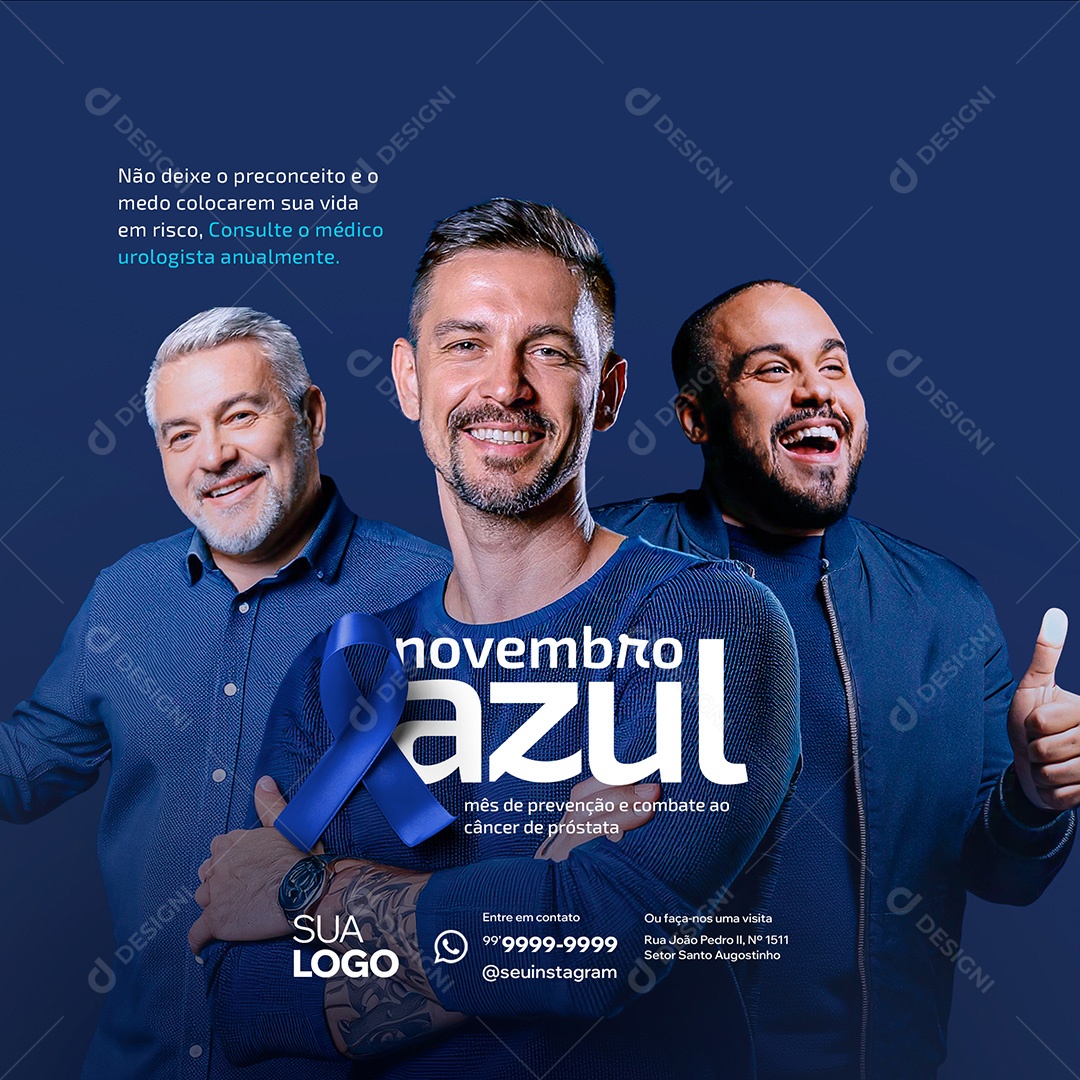 Novembro Azul Mês de Combate ao Câncer de Próstata Social Media PSD Editável