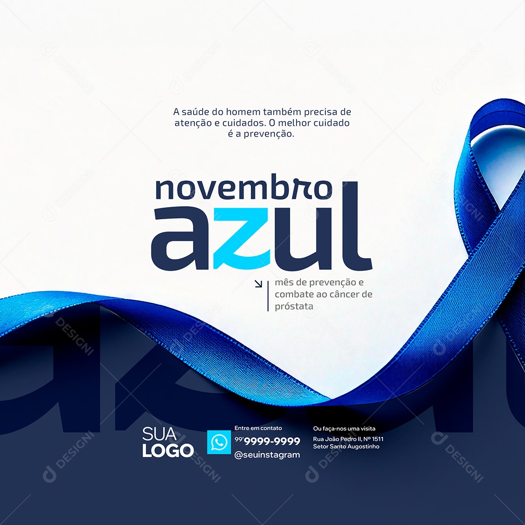 Novembro Azul Mês da Prevenção Contra o Câncer de Próstata Social Media PSD Editável