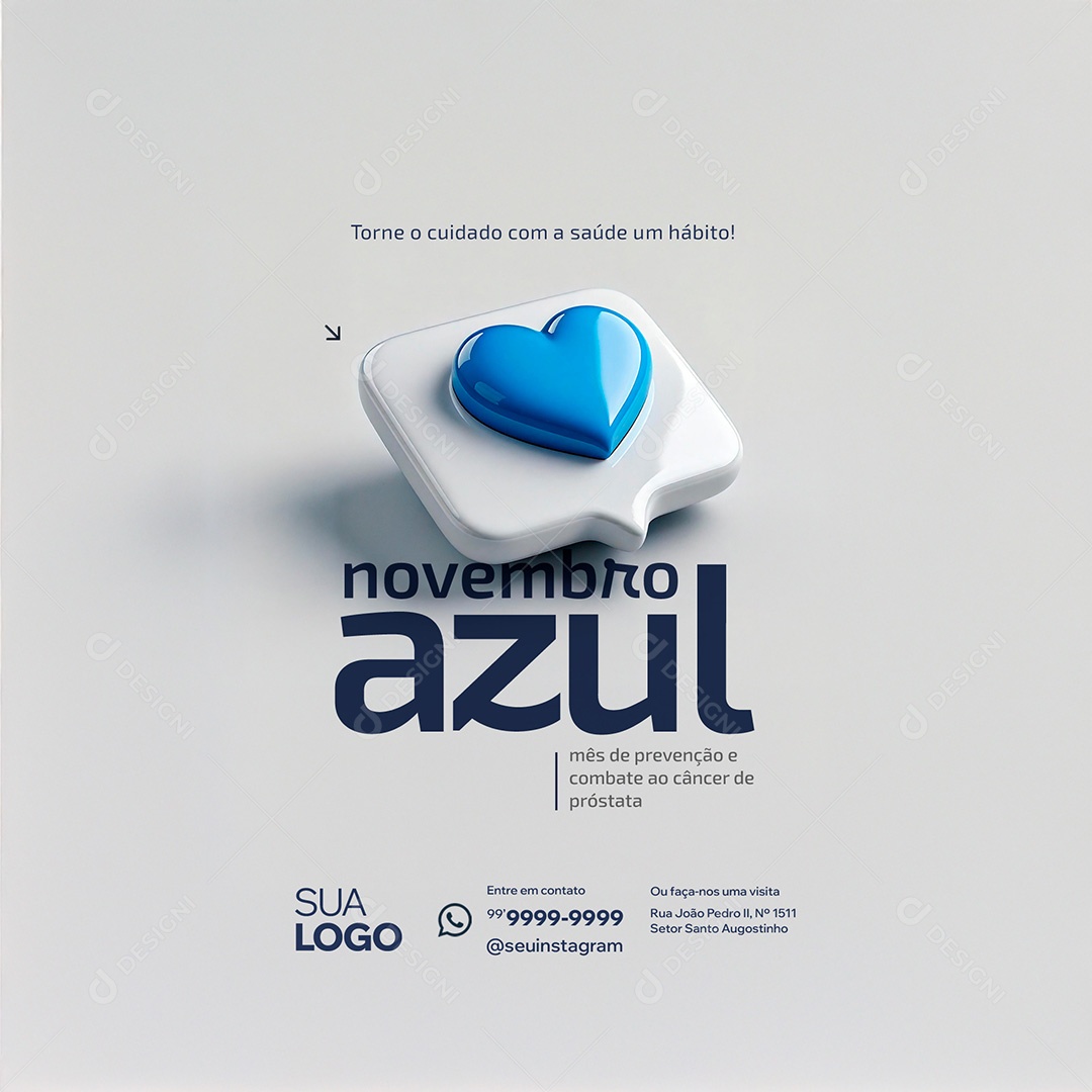 Novembro Azul Mês da Prevenção Contra o Câncer de Próstata Social Media PSD Editável