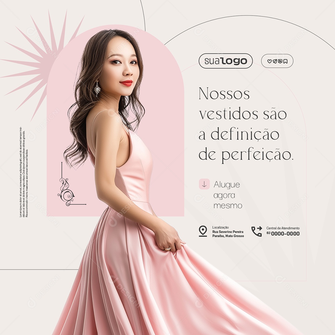 Roupas de Casamento Alugue Agora Mesmo Social Media PSD Editável