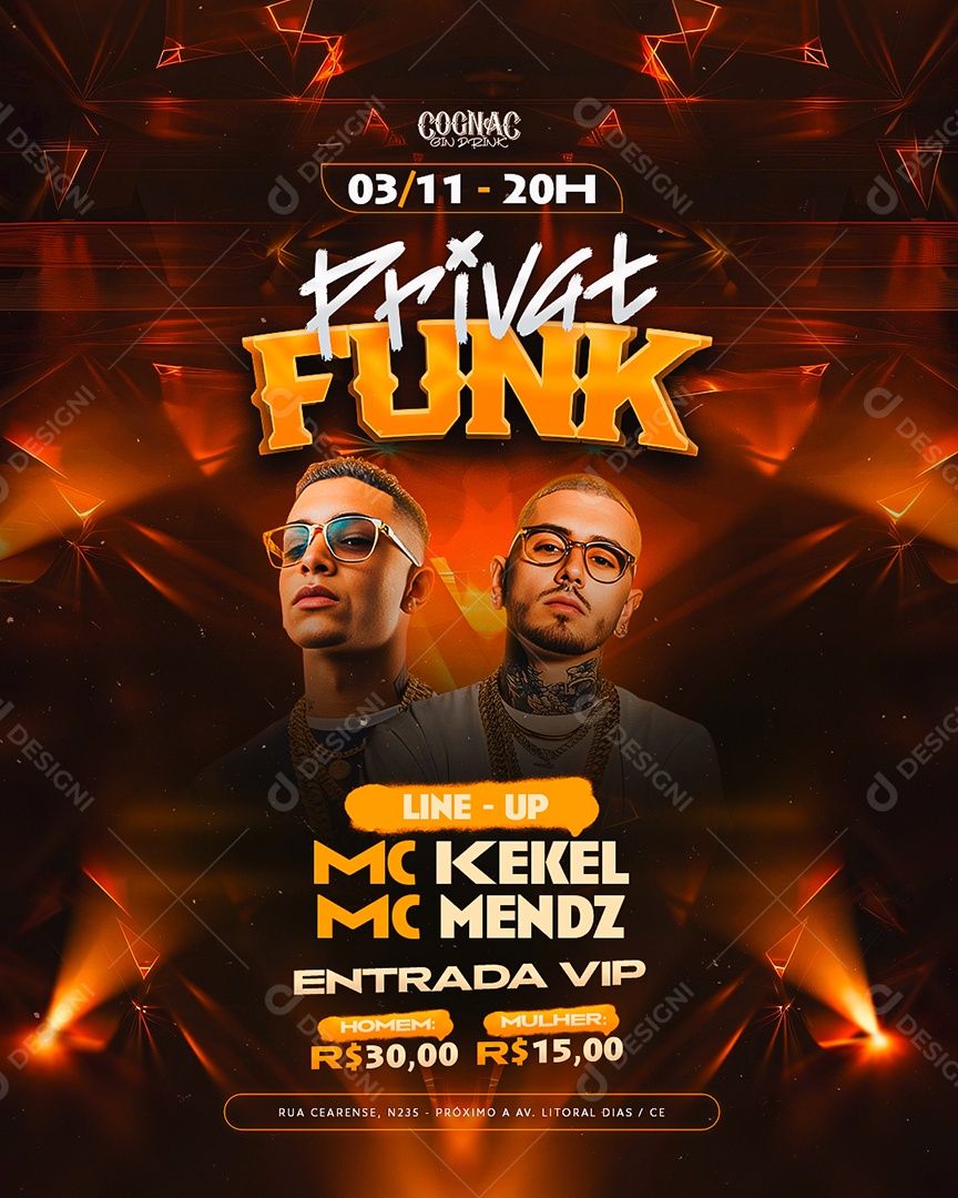 Flyer Privat Funk Social Media PSD Editável